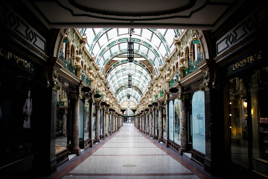 Empty shopping arcade