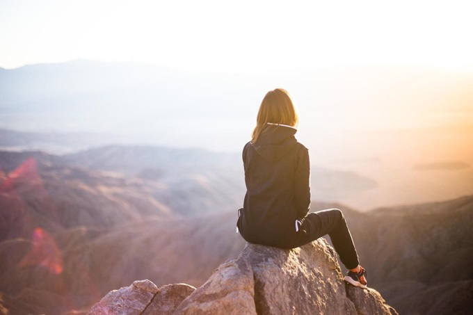 woman on mountain top